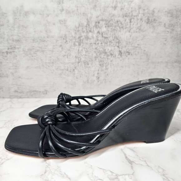 Paige Women Sandals Sydney Knot Wedge Strappy Square Open Toe Slip On Black 10 - Picture 6 of 9